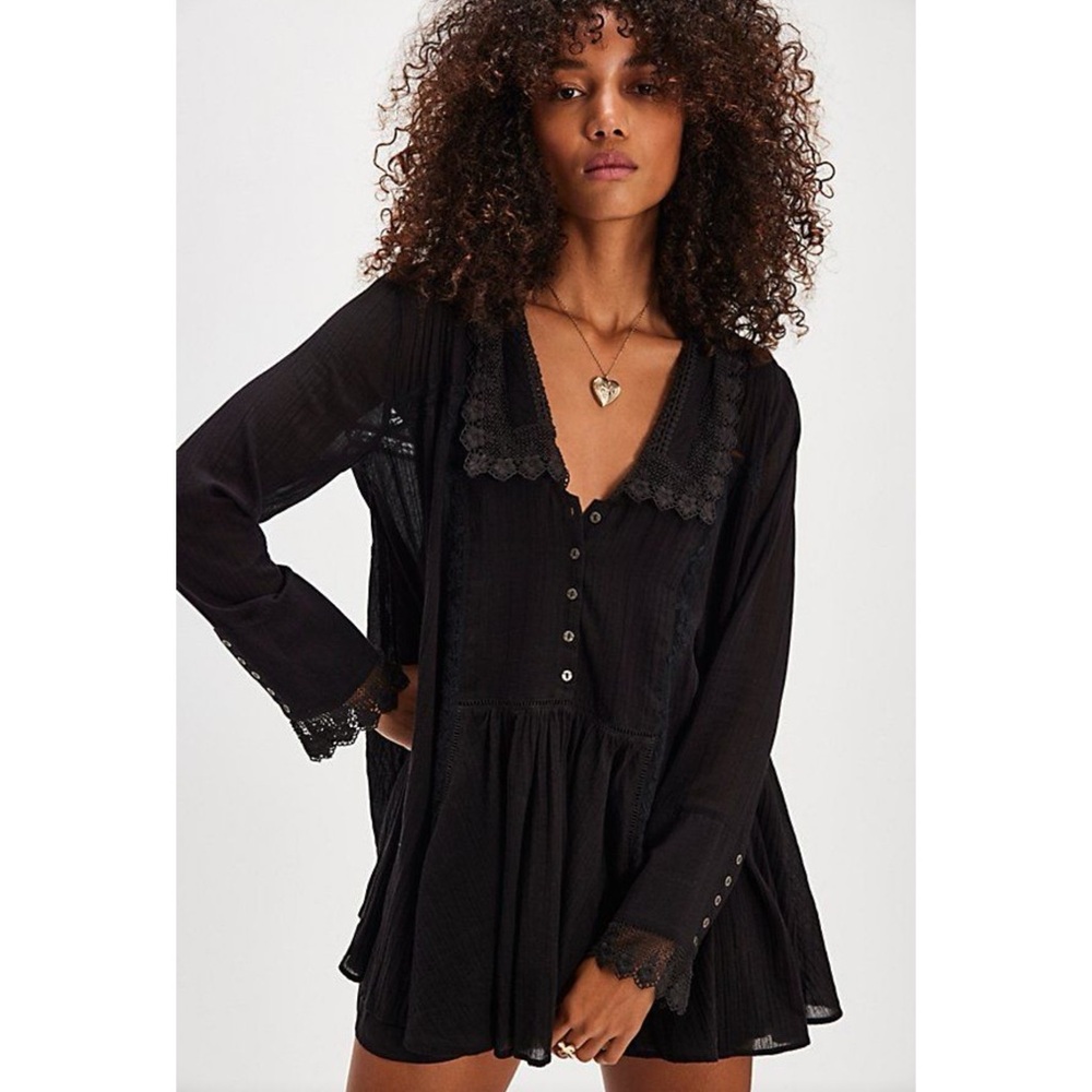 Free People Victorian Mini Dress (S) in Black